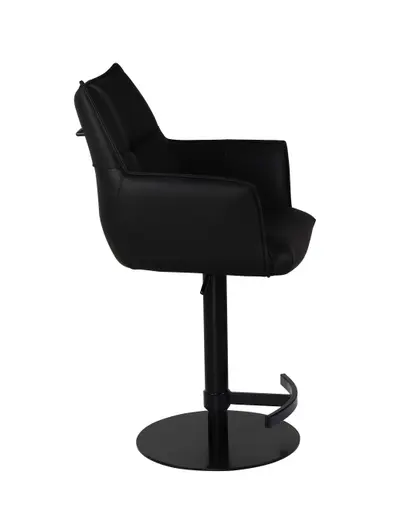 Barhocker MELE - drehbar, höhenverstellbar, Leder, Schwarz