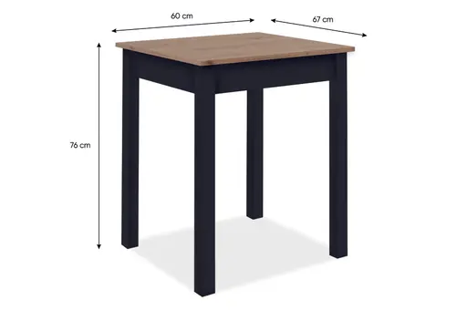 Esstisch - LB ca. 67x60 cm, Artisan Eiche Nachbildung, Schwarz