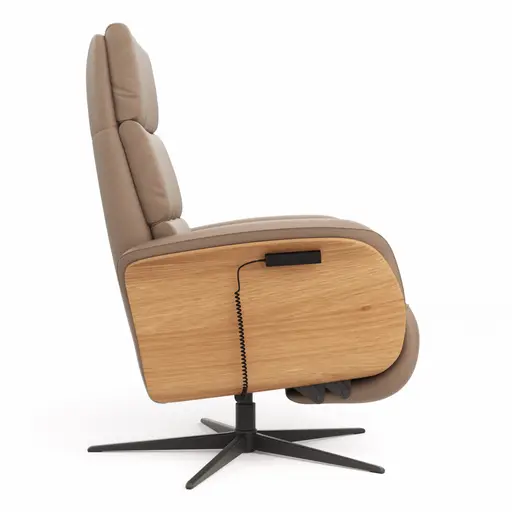 Relaxsessel Amila - Größe L, inkl. 4-motorischer Relaxfunktion und Aufstehhilfe, Leder, Rauchbraun