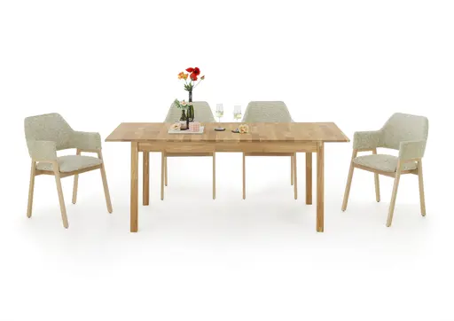 Esstisch- LB ca. 160-200x80 cm, Ausziehbar, Eiche, Massiv, Geölt