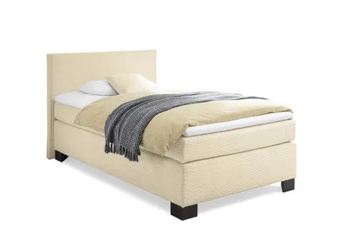 Boxspringbett HAIKOS- Liegefläche ca. 120x200 cm, Stoff, Vanille, Bonell