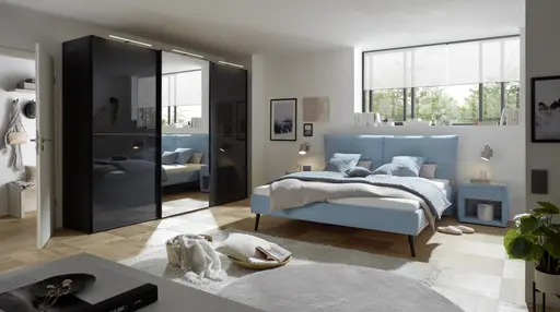 Polsterbett EM Maribor - Liegefläche ca. 180x200 cm, Stoff, blau