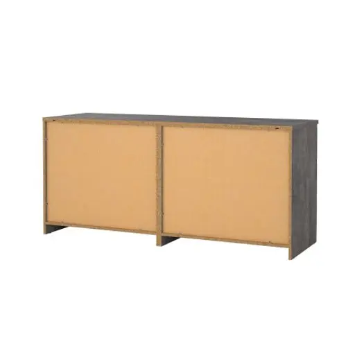 Kommode - B ca. 154 cm, Betonoptik, Weiß Hochglanz