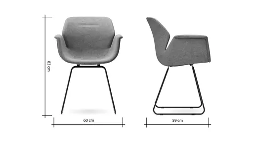 Armlehnstuhl Tooon - Stoff Dunkelblau, Kufe, Schwarz