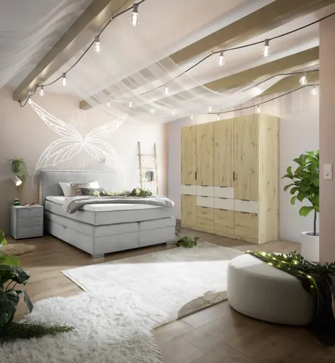 Boxspringbett- Liegefläche ca. 140x200 cm, Stoff, Silberfarben