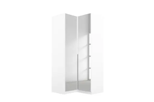 Eck-Drehtürenschrank- B ca. 100 cm, Weiß, Spiegel