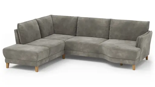 Sofa Stamford - Ecksofa 2-sitzig und Abschlusshocker links mit 3,5-Sitzer, Bogen rechts, Stoff, Anthrazit