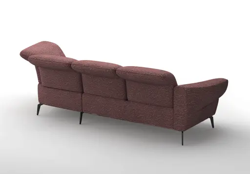 Ecksofa - Sofa 2-sitzig mit Longchair rechts, Stoff, Aubergine