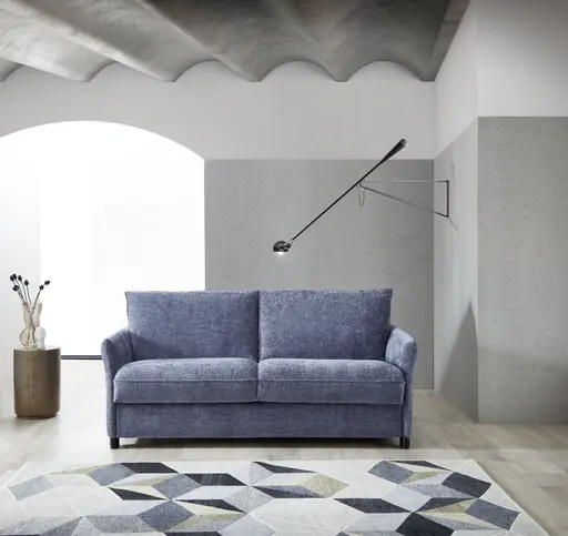 Sofa - 2-Sitzer mit Schlaffunktion, Stoff, Graublau