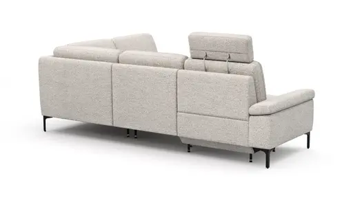 Ecksofa Matero - 2-Sitzer mit Ecke rechts inkl. Relaxfunktion motorisch und Sitzvorzug, Stoff, Hellgrau