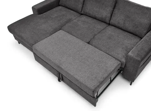 Ecksofa - Longchair links mit 2-Sitzer, Stoff, Anthrazit