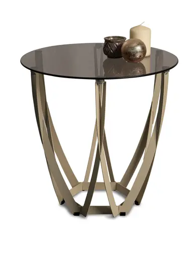 Beistelltisch - Ø/H ca. 50x50 cm, Bronze, Cremeweiß