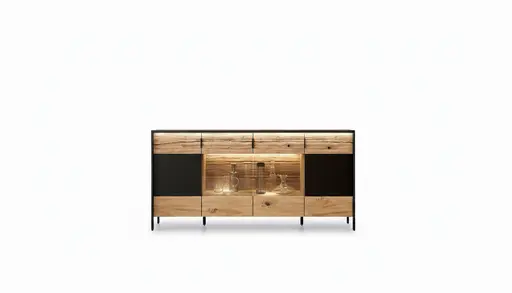 Sideboard mit Beleuchtung - Wildeiche massiv