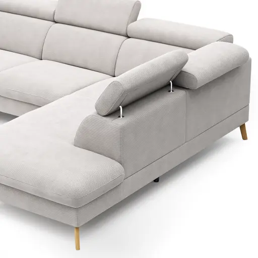 Sofa Maryville - 2,5-Sitzer mit Eckelement und Abschlussteil medium rechts, inkl. Schlaffunktion, Stauraum, Armlehne/Kopfteil verstellbar, Stoff, Beige