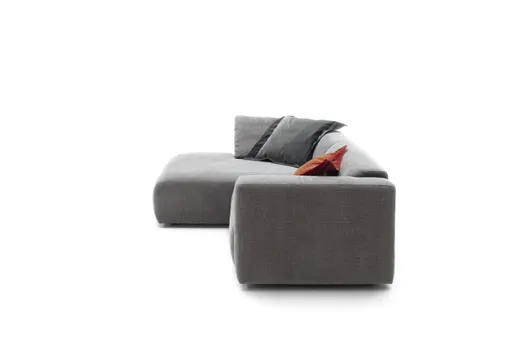 Ecksofa Laja - Longchair links mit 1-Sitzer, Stoff, Steingrau