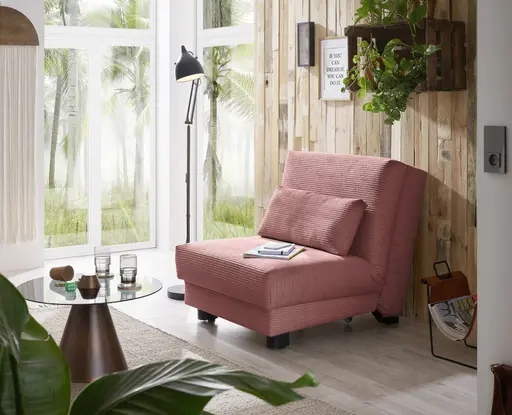 Faltsessel Easy Optik A - ohne Armlehnen inkl. Schlaffunktion, Cord, Rot