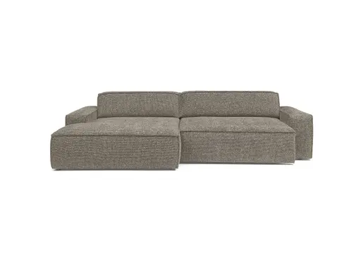 Ecksofa - Longchair links mit 2-Sitzer, Sitzvorzug motorisch, Stoff, Taupe