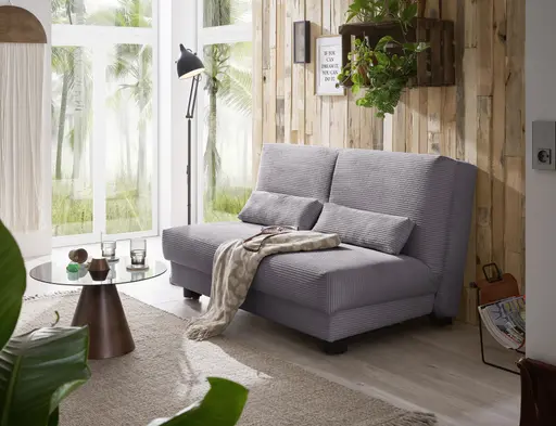 Schlafsofa EASY Optik A - 2-Sitzer ohne Armlehne, 140 cm inkl. Schlaffunktion, Cord, Dunkelgrau