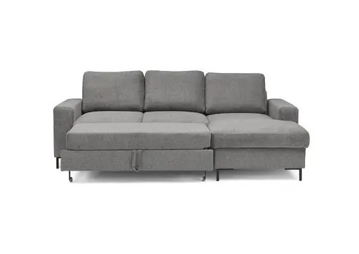Ecksofa - 2-Sitzer mit Longchair rechts, Stoff, Grau