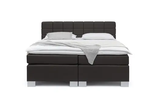Boxspringbett HAIKOS- Liegefläche ca. 180x200 cm, Stoff, Dunkelbraun, inkl. Topper