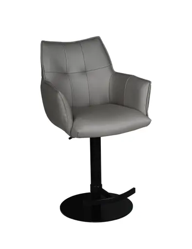 Barhocker MAKANA - drehbar, höhenverstellbar, Stoff, Hellgrau