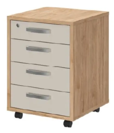 Rollcontainer- B ca.48 cm, Eiche Dekor, Kaschmir