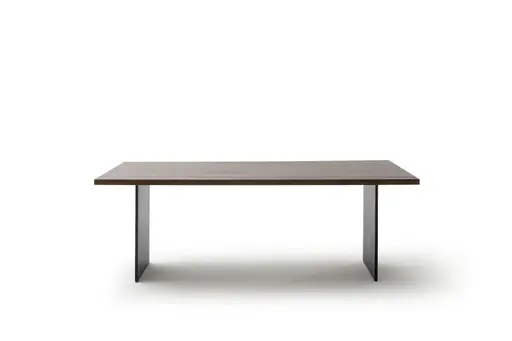 Esstisch Eldur - LB ca. 220x100 cm, Eiche geräuchert, Lackiert, Wange schwarz