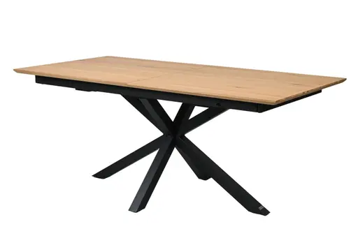Esstisch MAKAIO - ausziehbar, LB ca. 180x90 cm, Eiche Furnier, Schweizer Kante, Schwarz
