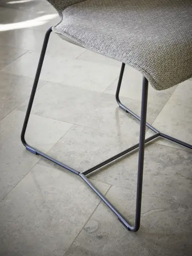 Armlehnstuhl Penthouse - Stoff, Hellgrau, Leder, Steingrau, Kufen, Anthrazit