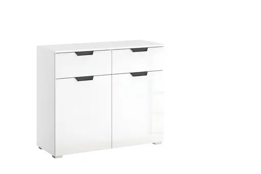 Kommode ROMED- Weiß, Glas Weiß
