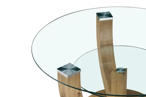 Couchtisch - Ø/H ca. 80x40 cm, Glas, Artisan Eiche Nachbildung