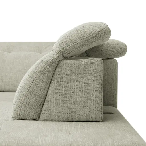 Ecksofa -2-Sitzer mit Ecke rechts, Kopfteil verstellbar, Sitztiefe verstellbar motorisch, Stoff, Perlmutt