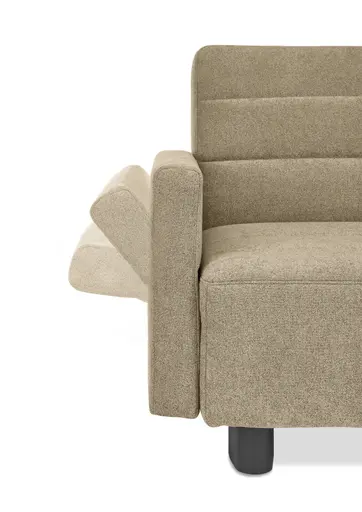  Faltsofa Easy - 2-Sitzer, ca. 140 cm inkl. Schlaffunktion/Topper/Armteil verstellbar, Stoff, Braun