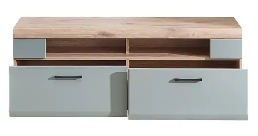 TV-Lowboard - B ca. 140 cm, Schilfgrün, Viking Eiche Nachbildung