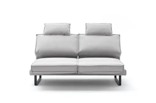 Sofa My - 2,5-Sitzer mit Rückenlehne/Armlehne verstellbar und Drehsitze inkl. Kopfstütze, Stoff, Hellgrau