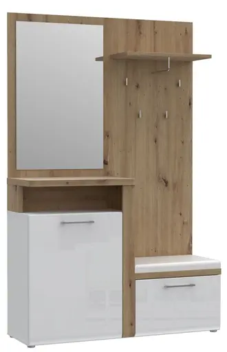 Garderobe - Weiß, Eiche Dekor