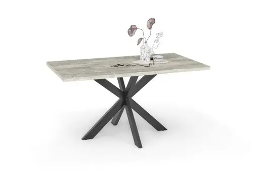 Esstisch - LB ca. 140x90 cm, Betonoptik, Schwarz