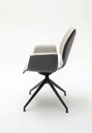 Armlehnstuhl Penthouse - Stoff, Hellgrau, Leder, Grau