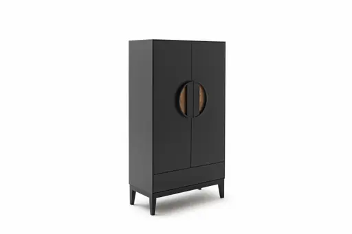 Highboard Jyn - ca. 91x162x41 cm, Lack, Schwarz
