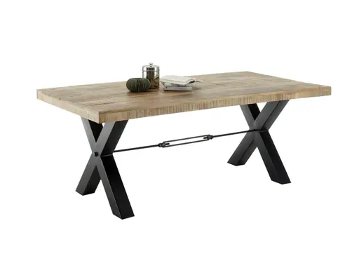 Esstisch - LB ca. 200x100 cm, Mango massiv, Schwarz