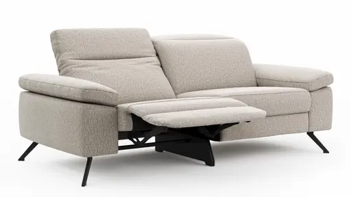 Sofa Rafaela 2.0 - 2,5-Sitzer inkl. 1x Relaxfunktion und Kopfteile verstellbar, Stoff, Champagner