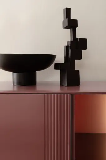 Highboard Colore - mit Beleuchtung, BHT ca. 90x144x45 cm, Lack Samtbeere