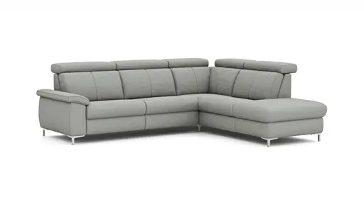 Ecksofa Cornella - 2-Sitzer mit Ecke rechts, Stoff, Hellgrau