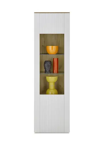 Vitrine- Eiche Dekor, Hellgrau
