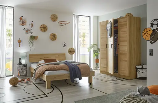 Drehtürenschrank- B ca. 152 cm, Buche, Teilmassiv, Geölt