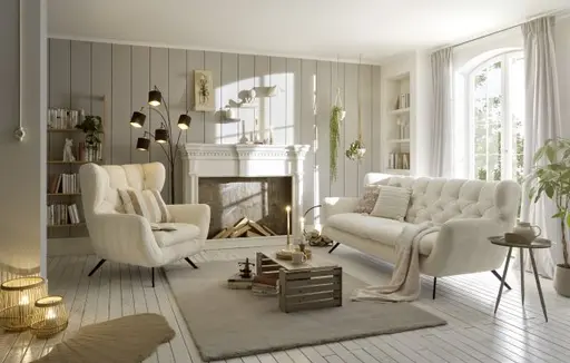 Sessel CHIRA - Stoff, Creme