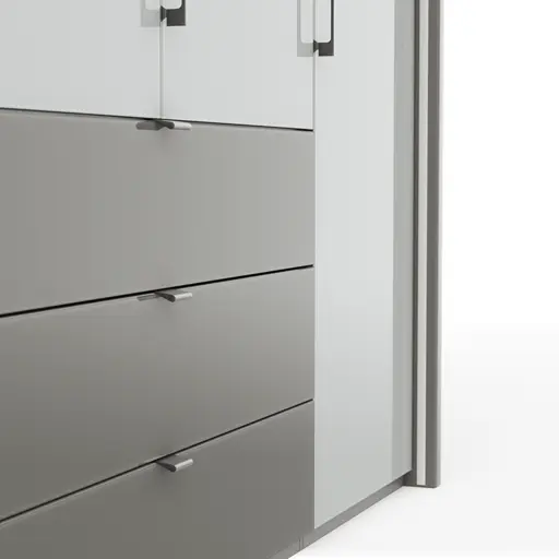 Drehtürenschrank Marbella - B. ca. 257cm, Korpus, Front Glas, Weiß