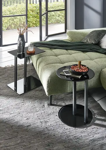 Beistelltisch- LB ca. 45x35 cm, Metall, Glas, Schwarz, Lackiert