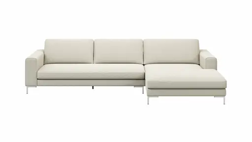 Ecksofa Solano - 2,5-Sitzer mit Longchair Rechts, Boucle, Natur