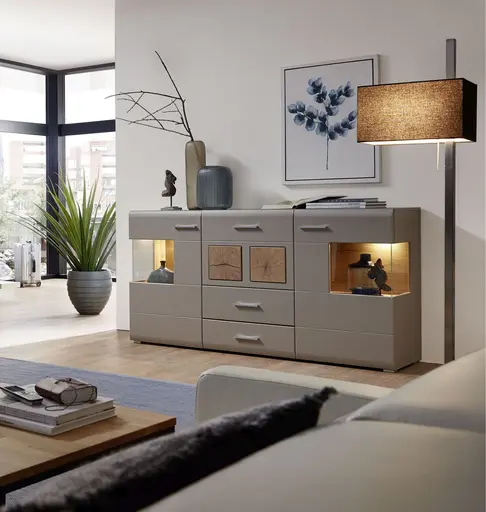 Sideboard - mit Beleuchtung, Grau